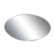Beveled oval mirror stitched at the edges around the 1930