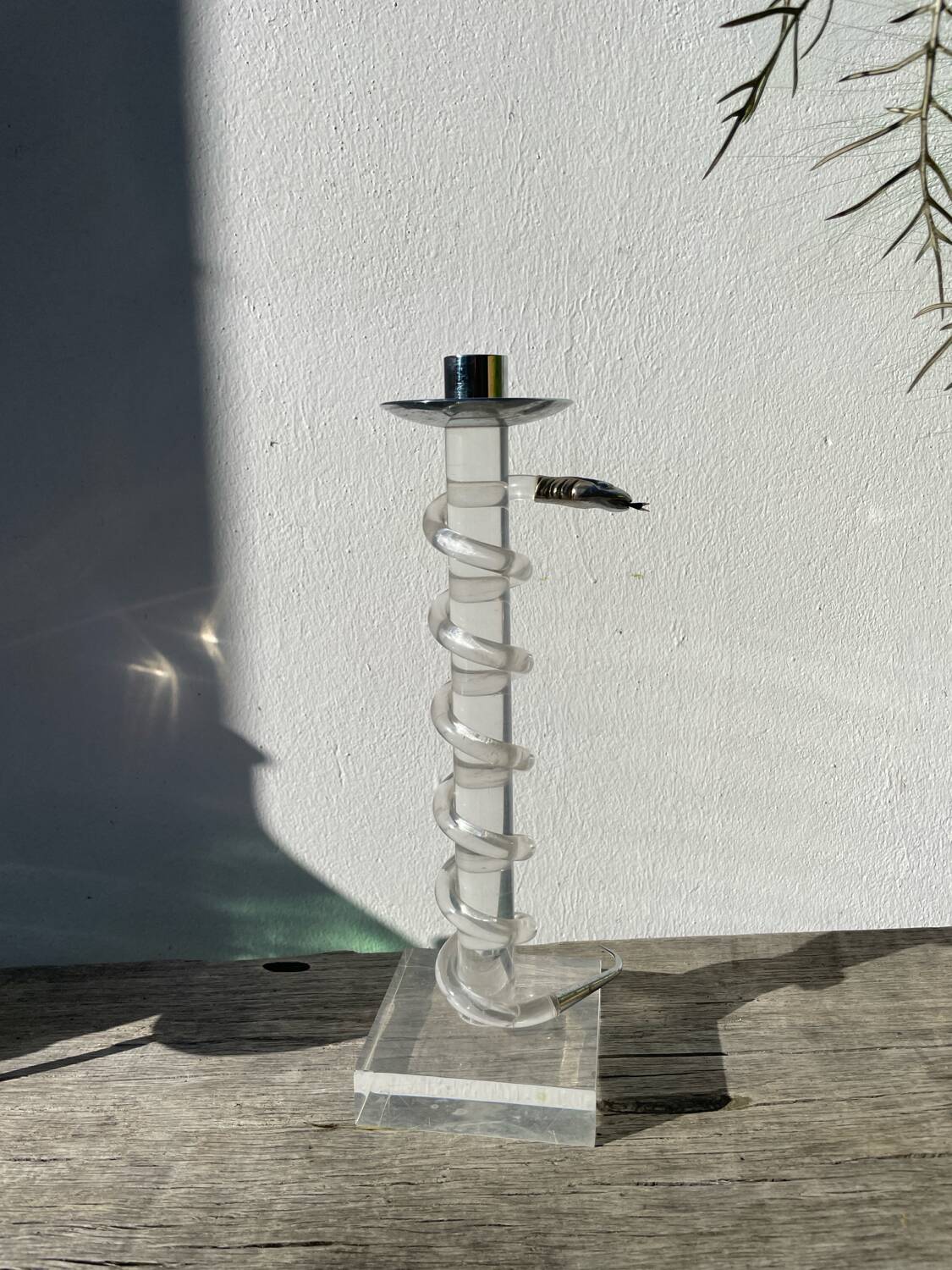 Silver-plated metal candlestick signed Alessandro Albrizzi 1970