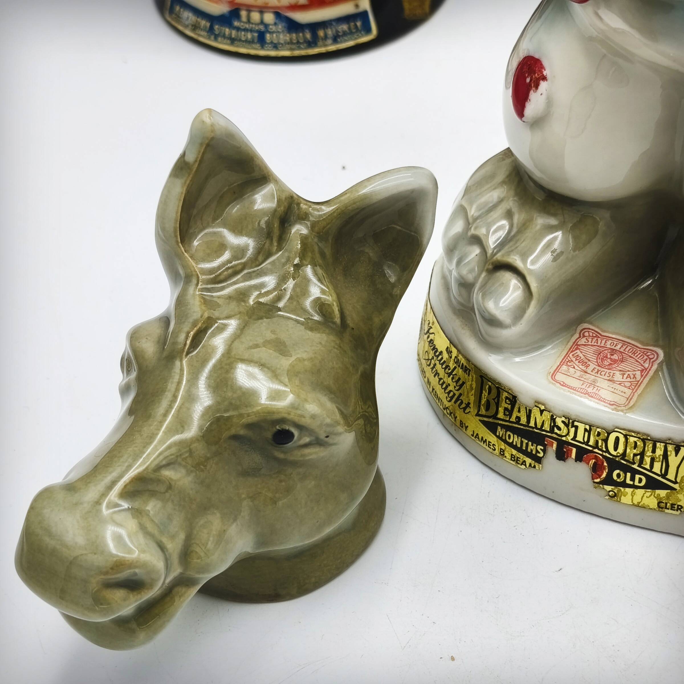 Ceramic carafe "clown donkey" by Jim Beam, USA, 1960s