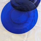 Service of 6 large vintage cobalt blue glass plates by Codec.