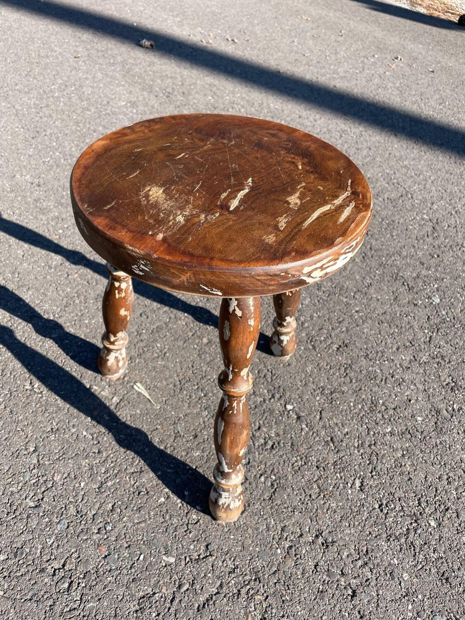 Wooden Tripod Farmhouse Stool