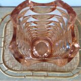 Vase 70s pink chiseled glass