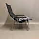 Paire de fauteuils relax inclinable cuir noir design 1960