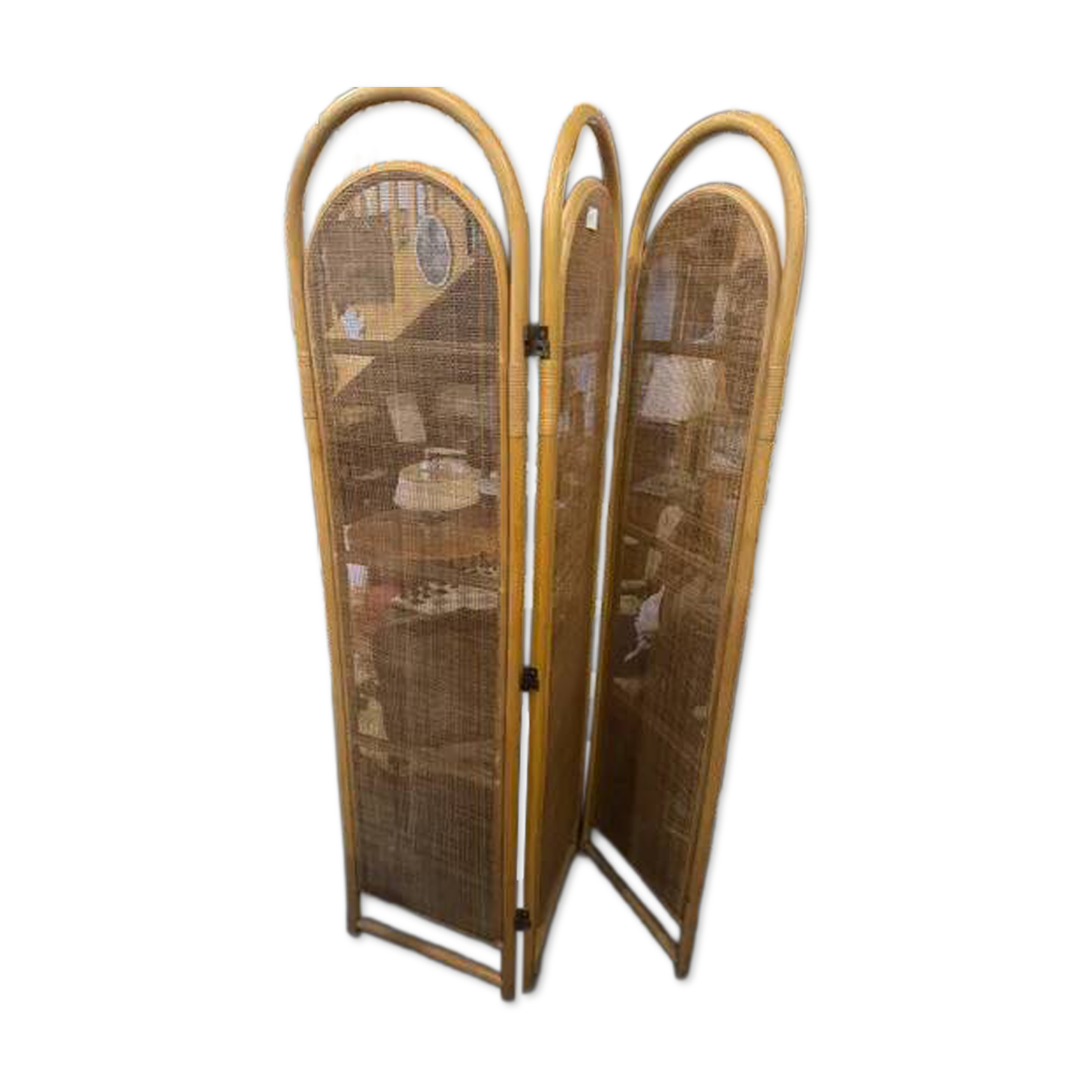 Sculptural Screen in Three Parts in Rattan and Wicker, 1970s
