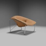 Leather and chrome Olivier Mourgue Cubique chair by Airborne, France 1968