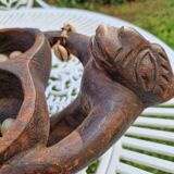 Large vintage Awale Oware game hand carved wood Nigeria 1980s