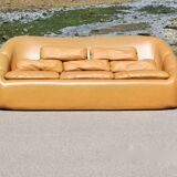 3-seater "space age" sofa, orange imitation leather, 1970s