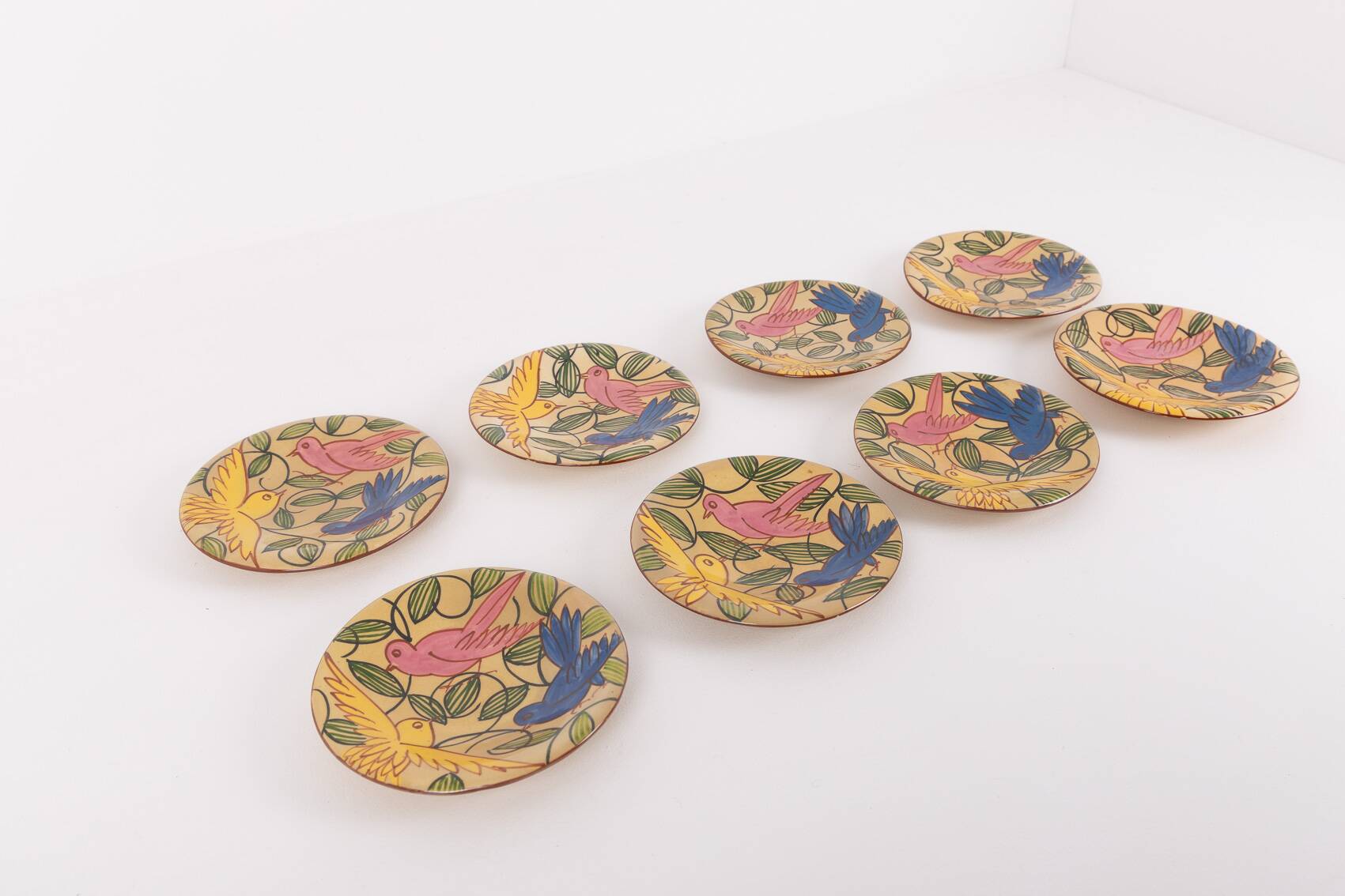 Hand made ceramic plates from Fenice Albisola, Italy 1970’s