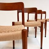 Refurbished set of 4 Model 75 chairs by Niels Møller, 1960s