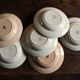 6 mismatched soup plates Digoin Sarreguemines red blue pink