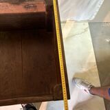 Large antique oak chest with turned legs