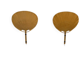 Ensemble vintage des années 1970 de 2 lampes murales Uchiwa III par Ingo Maurer pour M-Design