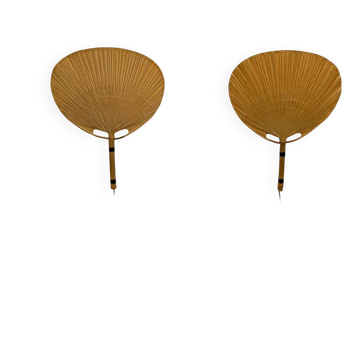 Ensemble vintage des années 1970 de 2 lampes murales Uchiwa III par Ingo Maurer pour M-Design