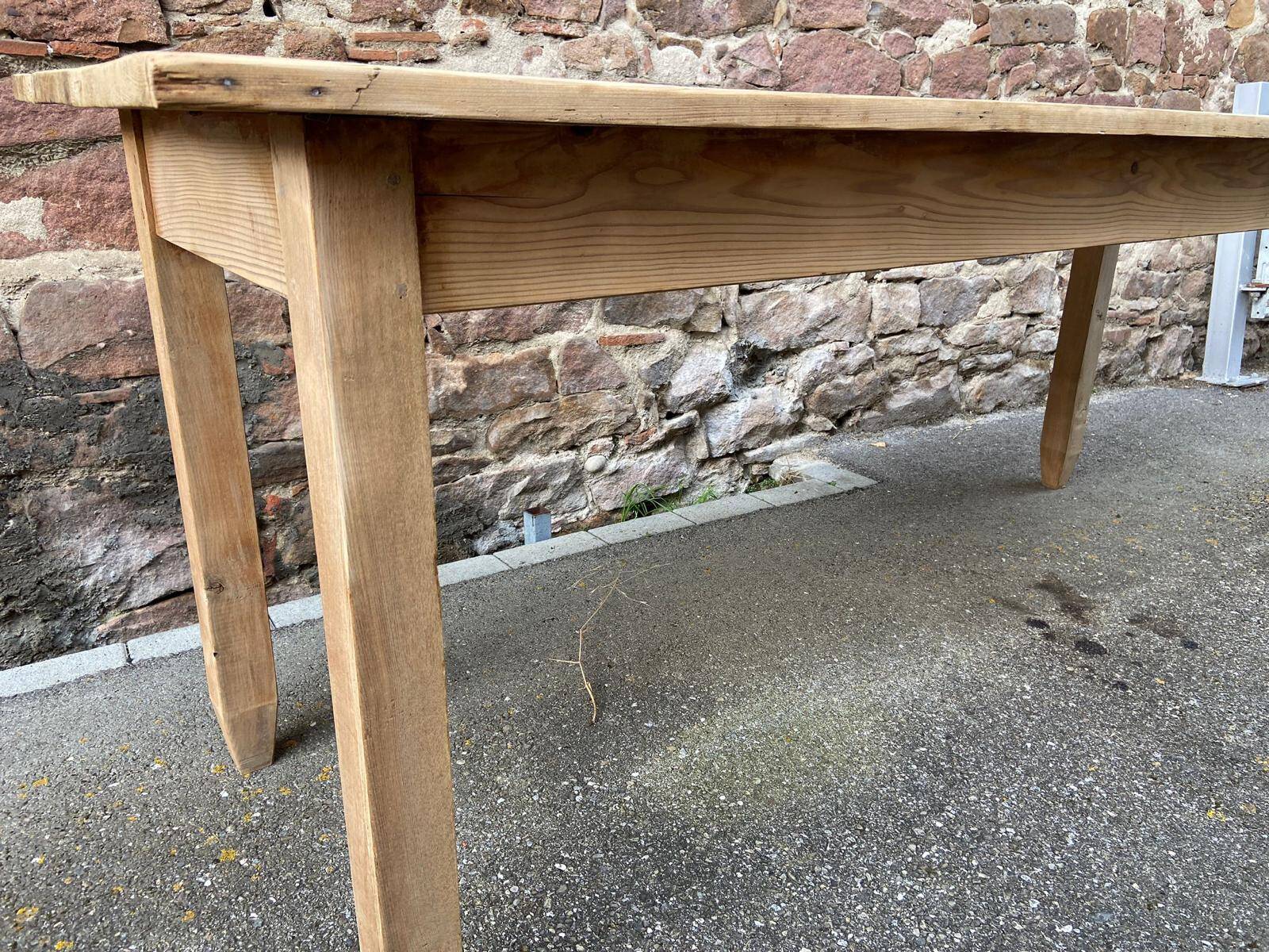 Large Alsatian bistro coffee table in raw natural fir French bistro table 1930