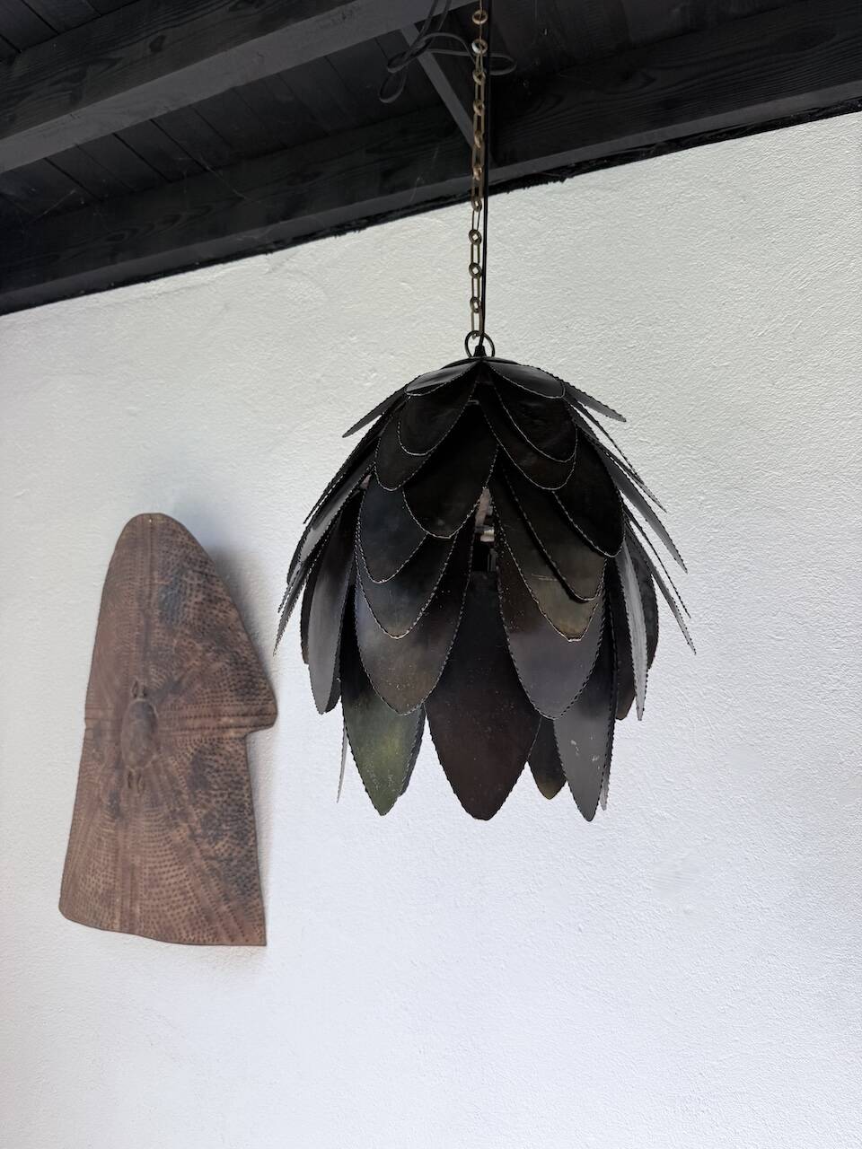 Brutalist suspension Jansen metal welded flower