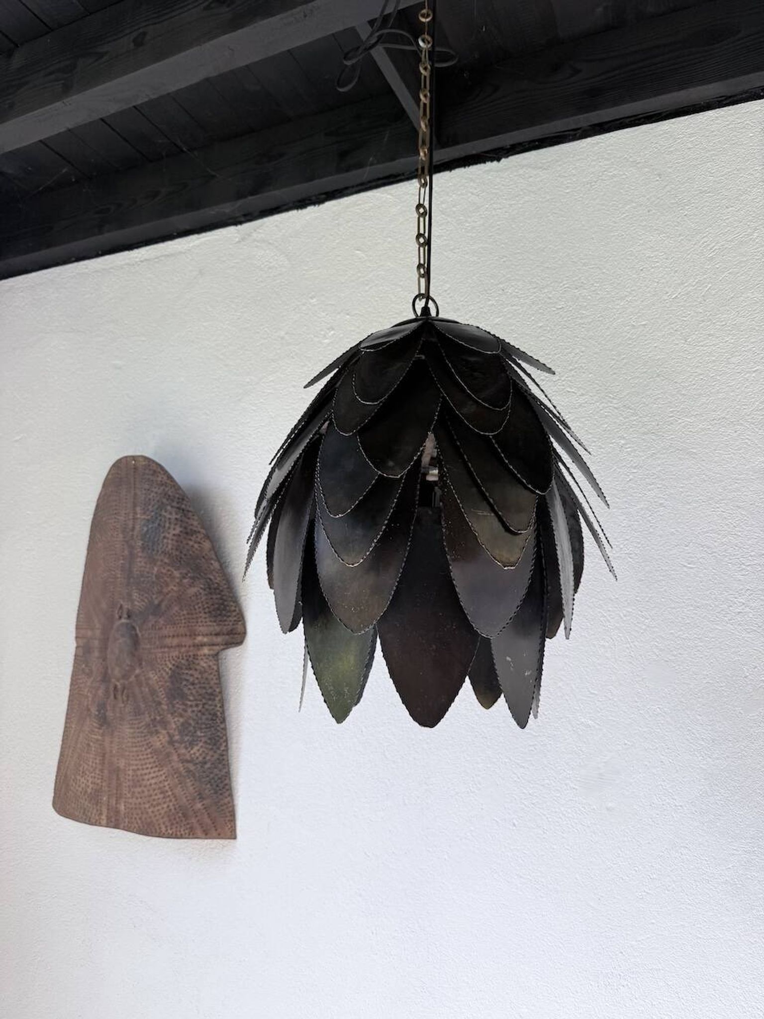 Brutalist suspension Jansen metal welded flower