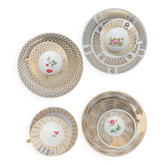 Porcelain tea/coffee set with pink and gilding patterns