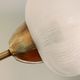 Vintage brass chandelier tulip white strié glass 1950 3 old light lights restored