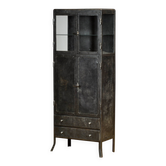 Antique industrial metal display cabinet, circa 1920