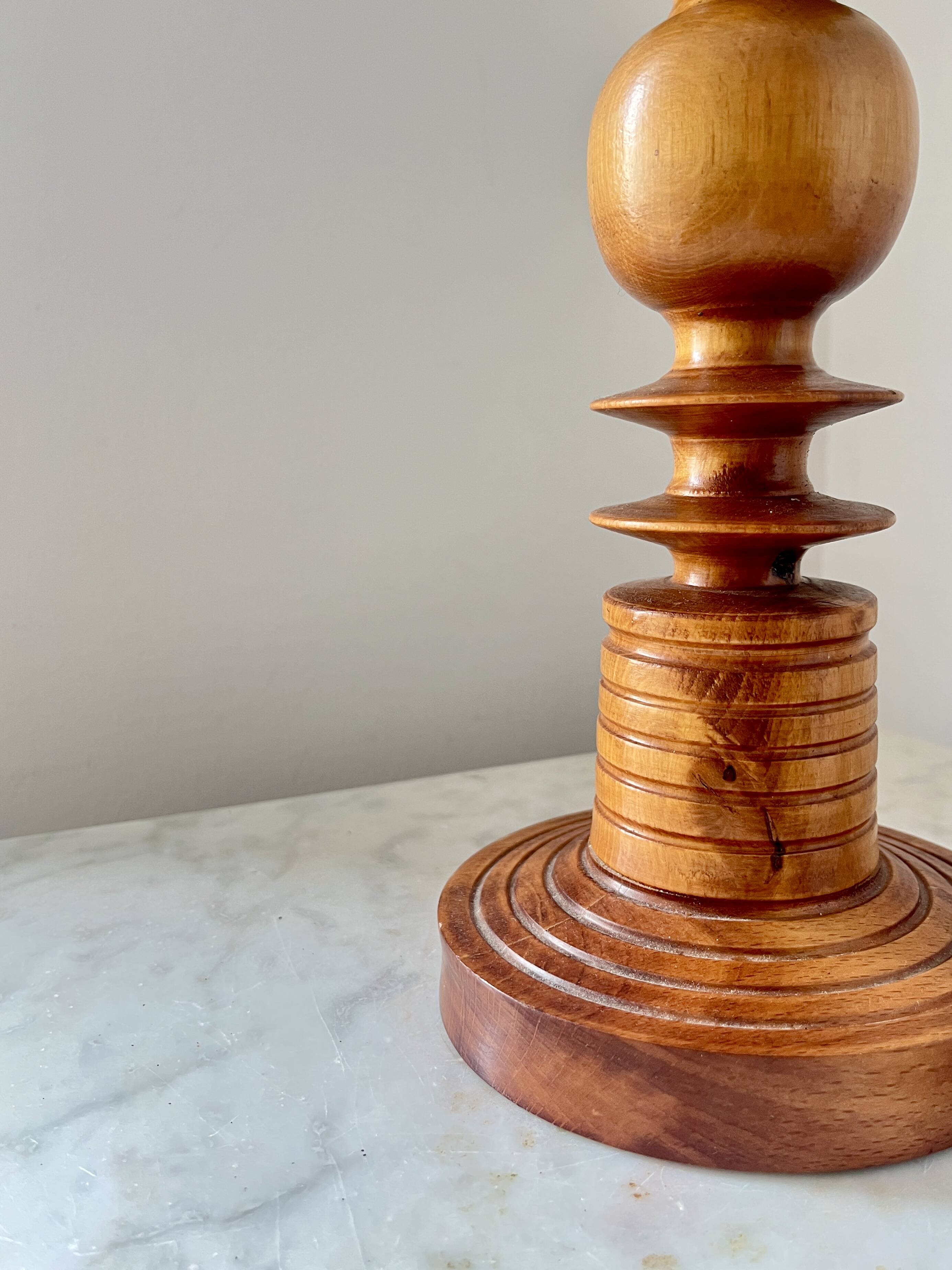 Vintage Scandinavian Wooden Candle holder with 3 arms, Mid-Century Modern