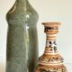Duo VASES Ceramic sandstone Vintage craft