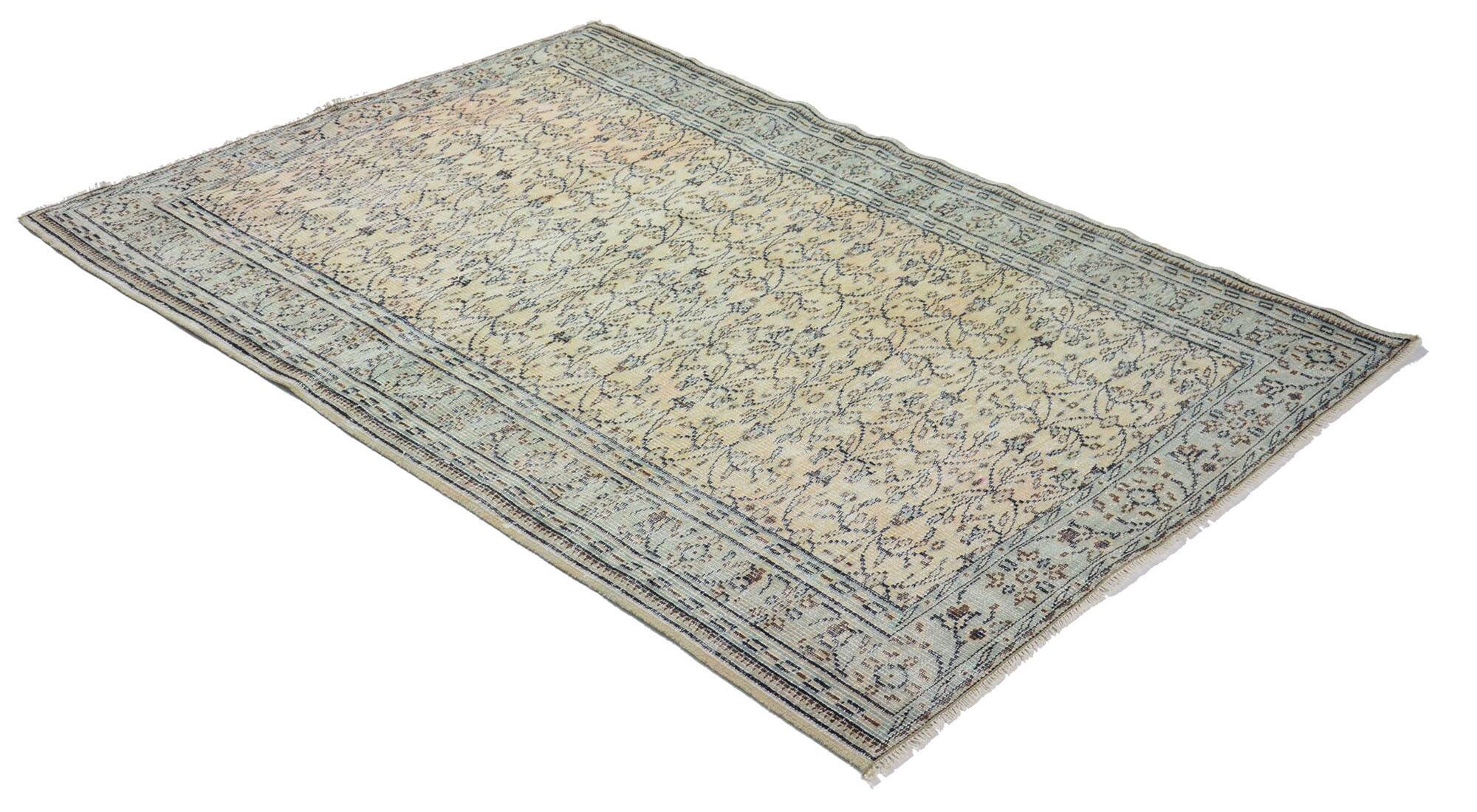 Tapis Oushak Authentique – Ton Gris & Beige, 161 x 240 cm