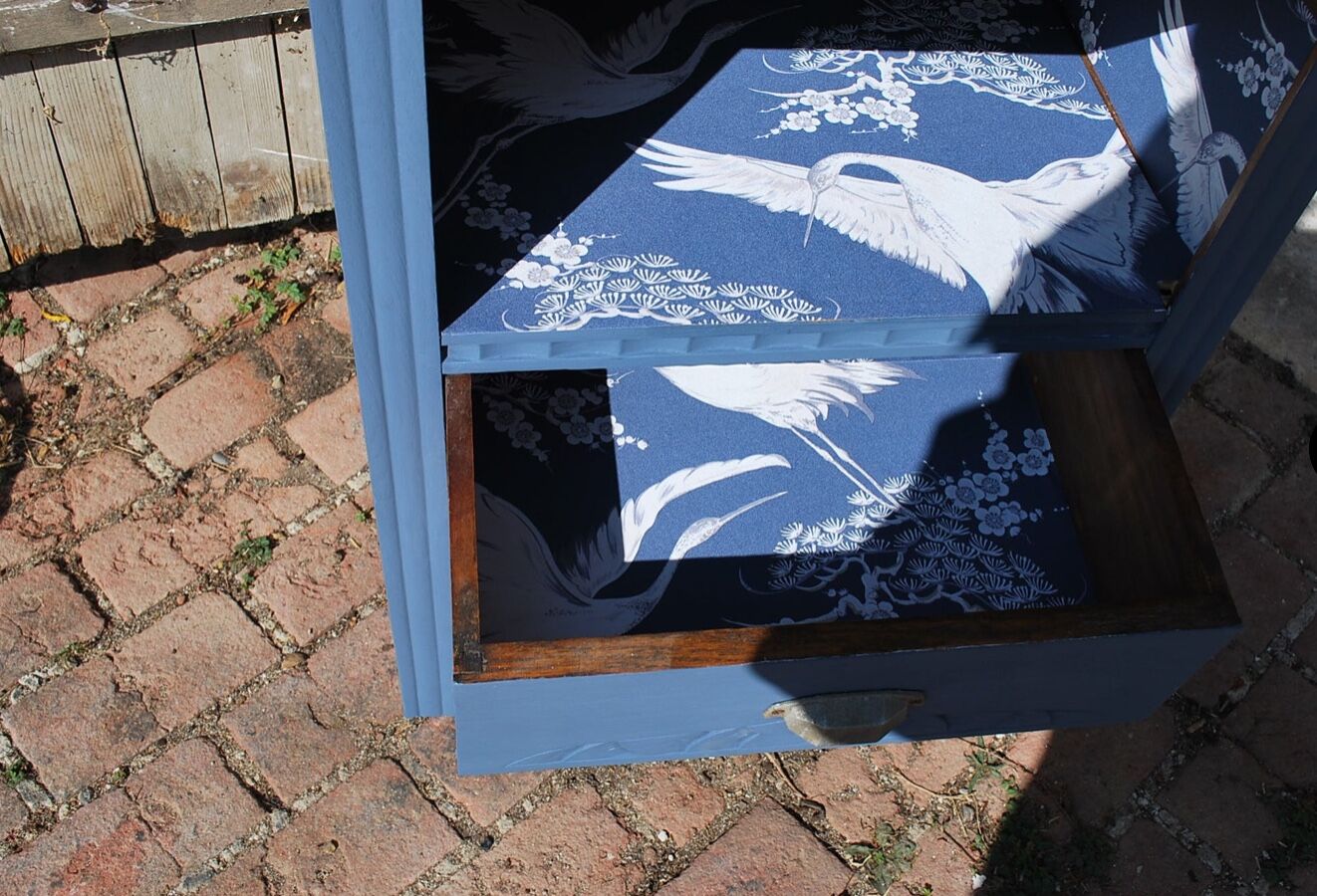 Buffet haut art deco rénové bleu