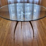 Glass table by designer Bernard Dequet from the 90s