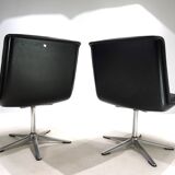Wilhahn Delta set of 2 leather conference / dining chairs by Delta, 1960