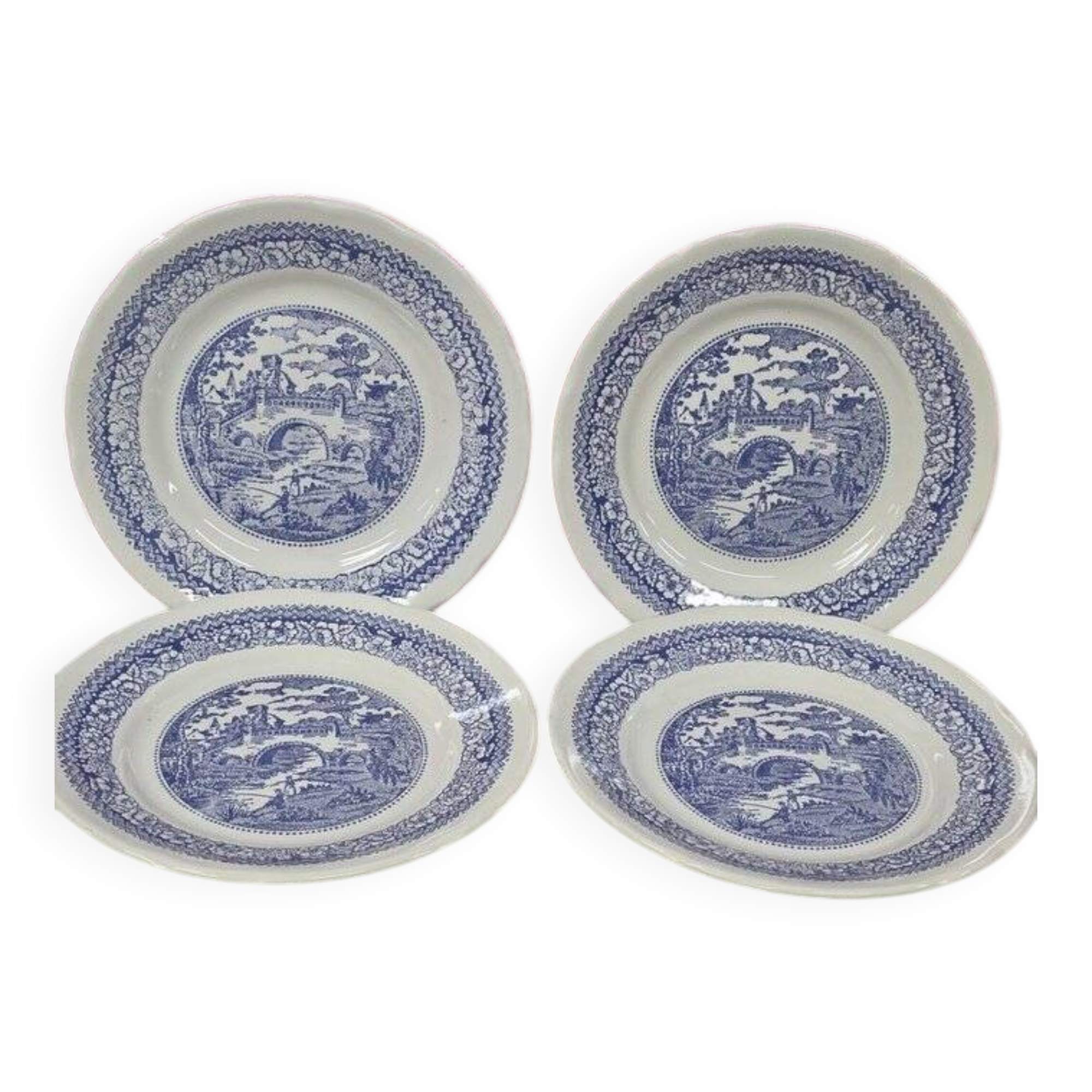 set of 4 flat plates ironstone