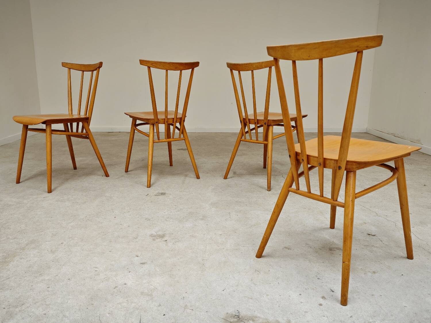 Set of 4 wooden dining chairs by Tatra Nabytok 1960