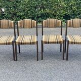 Set of 4 vintage Scandinavian Self chairs in solid wood and wool