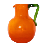 Pitcher in orange and green bubbled glass