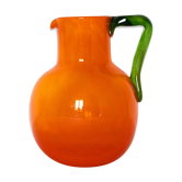 Pichet en verre bullé orange et vert
