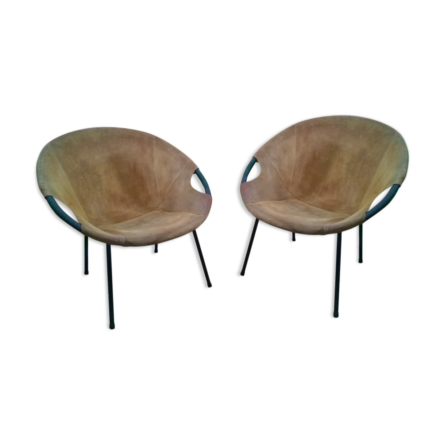 Pair of armchair flesh circle for Lusch Erzeugnis, 1960