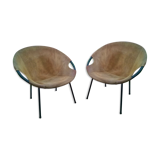 Pair of armchair flesh circle for Lusch Erzeugnis, 1960