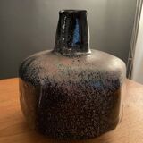 Black ceramic vase and galaxy, signed