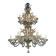 Venetian chandelier in gilded Murano glass, 24 light sources, three tiers, circa 1940.