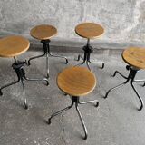 Set of 5 flambo adjustable industrial stools