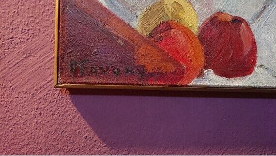 Painting a. favory "the magnolias" oil on canvas france 1960 impressionists post cubism