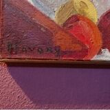 Painting a. favory "the magnolias" oil on canvas france 1960 impressionists post cubism