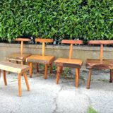 Chaises brutalistes artisanales, France, 1960s, lot de 5