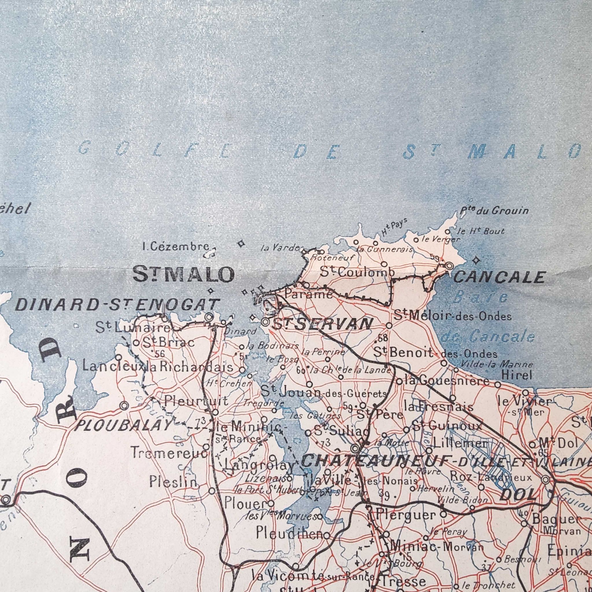 Carte ancienne France Bretagne Rennes St Malo