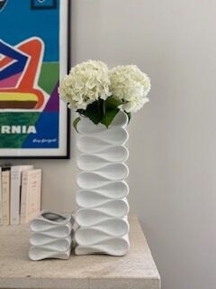 Pair of beautifully wavy earthenware vases.