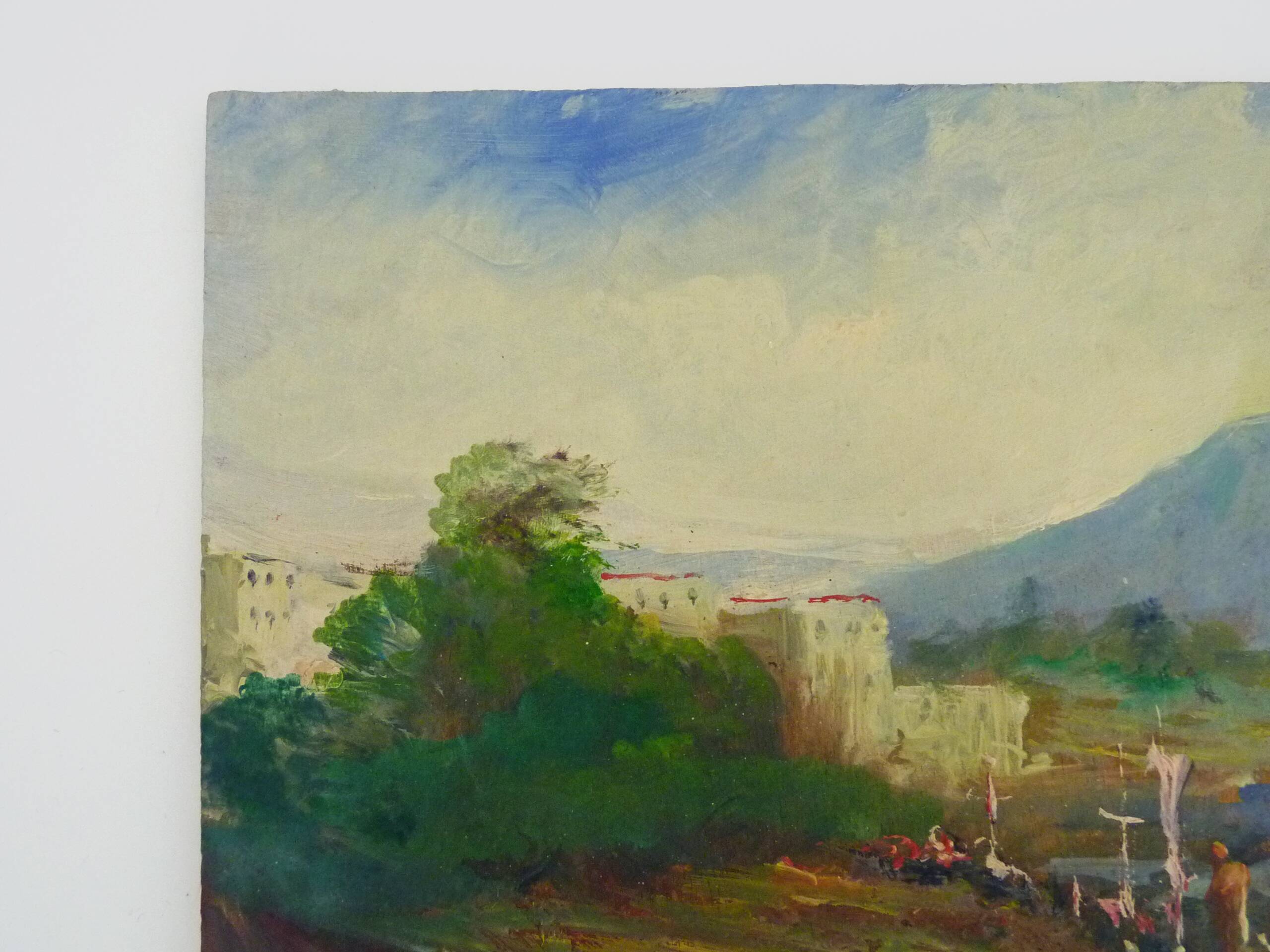 Oil on wood by Riccardo Capone Procession 50s 60s