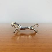 6 vintage silver metal horse knife rests