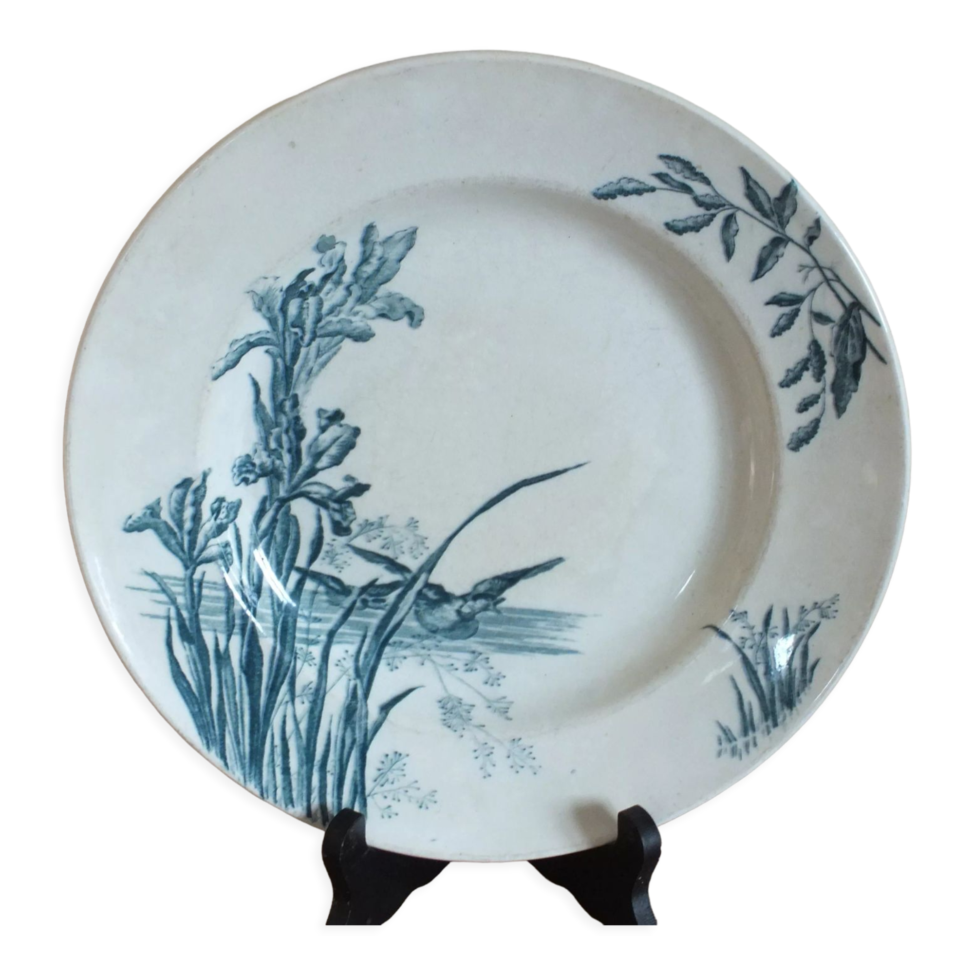 Round dish in Iron Earth, Water Lily Service Salins E.C Samaritan