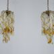 Pair of vintage Torciglione Murano glass chandelier by Mazzega. Italy 1970s
