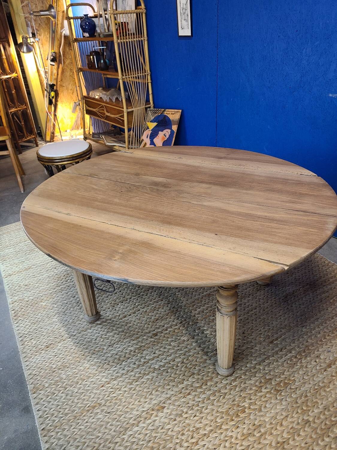 Vintage farmhouse coffee table with flaps