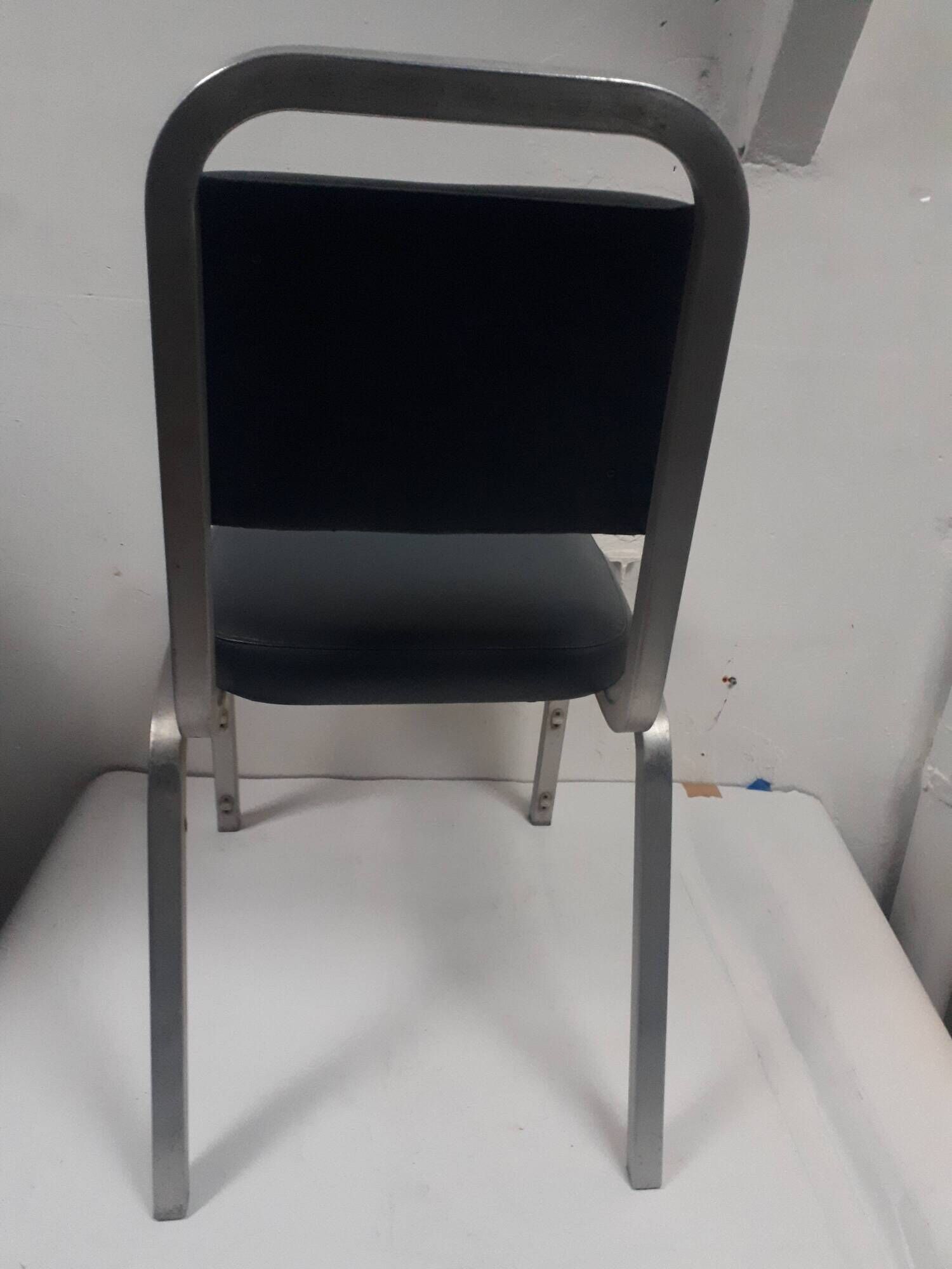 Pair chair desk conference aluminum skai grey vintage blue 1960